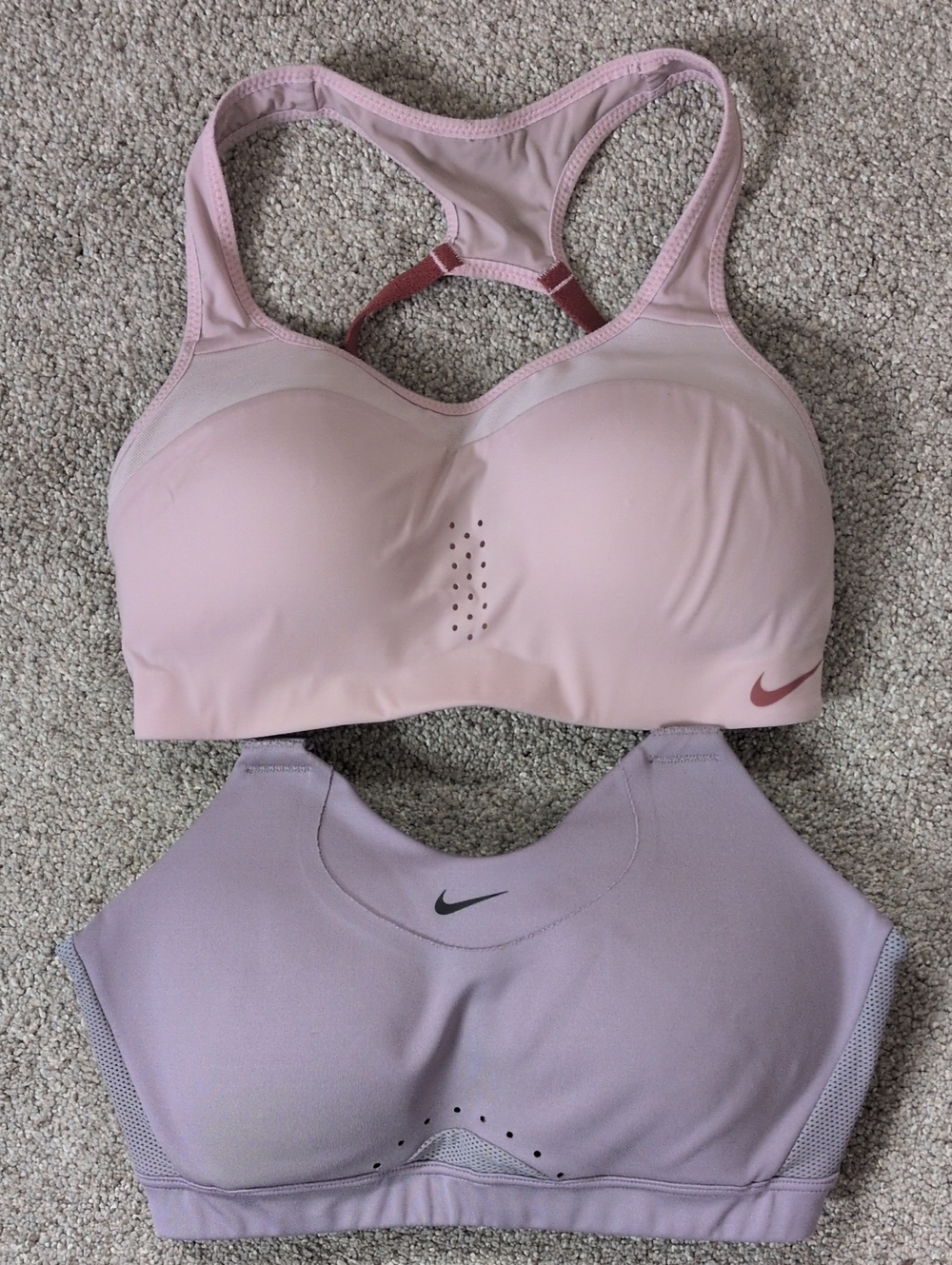 Nike Dual-Pack Sports Bras in Pink and Lavender XS